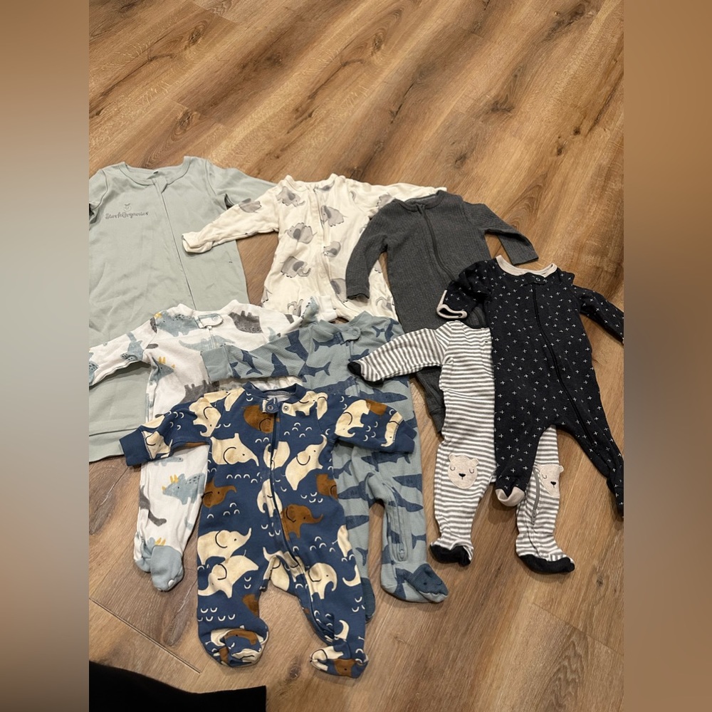 Baby footie pajamas multi brand lot of 8